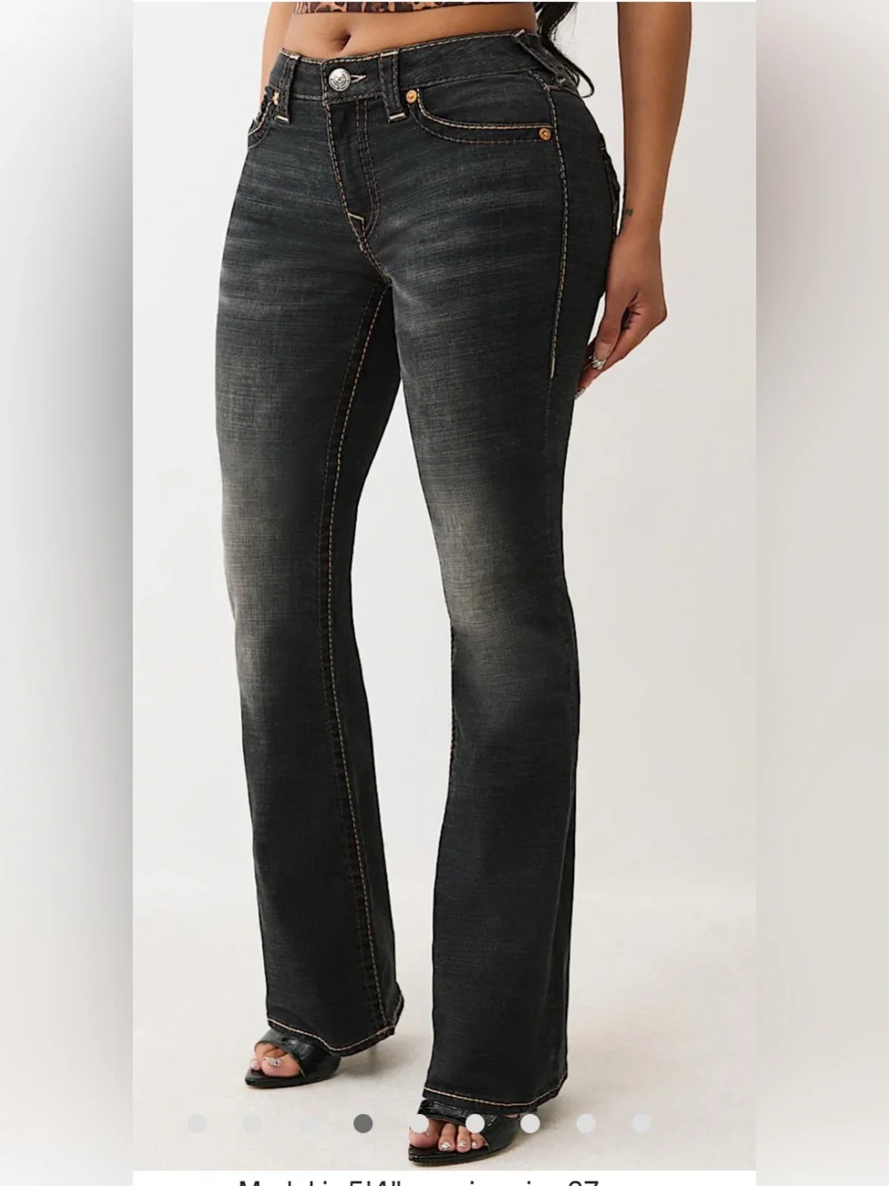 Vintage True Religion Dark Indigo Denim Jeans Contrast Stitching Button Pockets - Picture 3 of 14